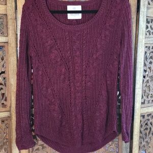 🌟 SO Women's Burgundy Cable Knit Sweater Size M